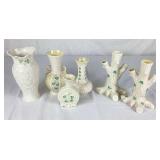 Collection of Belleek Shamrock Vases - 6 Pieces