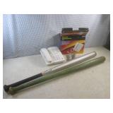 (F-2) Vintage Wood Bat, Metal Bat a...