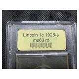 1925-S Lincoln Cent USCG MS63 RD - Greysheet Wholesale Value for an MS63 BN is $180
