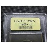 1927-P Lincoln Cent USCG MS66+ RD - Greysheet Wholesale Value for an MS66 RB is $125
