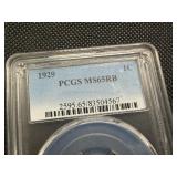 1929 Lincoln Cent PCGS MS65 RB -  PCGS Price Guide Value for an MS65 RB is $40