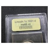 Better Date 1931-D Lincoln Cent USCG MS66 RD - Greysheet Wholesale Value for an MS65 RB is $320