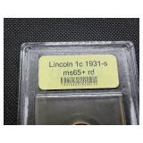 Better Date 1931-S Lincoln Cent USCG MS65+ RD - Greysheet Wholesale Value for an MS65 RB is $400