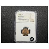 1935 Lincoln Cent NGC MS66 RD - NGC Price Guide Value for an MS66 RD is $60