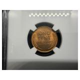 1935 Lincoln Cent NGC MS66 RD - NGC Price Guide Value for an MS66 RD is $60