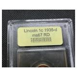 Better Date 1935-D Lincoln Cent USCG MS67 RD - Greysheet Wholesale Value for an MS66 RB is $55