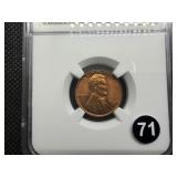 1938 Lincoln Cent NGC MS65 RD - NGC Price Guide Value for an MS65 RD is $20