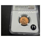 1938 Lincoln Cent NGC MS65 RD - NGC Price Guide Value for an MS65 RD is $20
