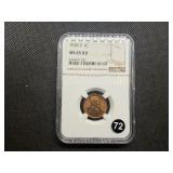 1938-D Lincoln Cent NGC MS65 RD - NGC Price Guide Value for an MS65 RD is $20