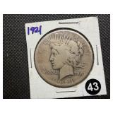 KEY DATE 1921 High Relief Silver Peace Dollar -  Greysheet Wholesale Value for a VG8 is $105