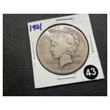KEY DATE 1921 High Relief Silver Peace Dollar -  Greysheet Wholesale Value for a VG8 is $105