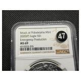 2020-P  Emergency Production 1 Oz. Silver American Eagle NGC MS69  - NGC Price Guide $135