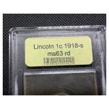 1918 -S Lincoln Cent USCG MS63 RD - Greysheet Wholesale Value for an MS65 RB is $200