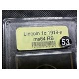 1919-S Lincoln Cent USCG MS64 RB - Greysheet Wholesale Value for an MS65 BN is $90