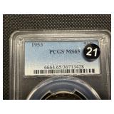 1953 Franklin Silver Half Dollar  PCGS MS65 - PCGS Price Guide Value for an MS65 is $125