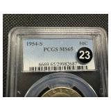 1954-S Franklin Silver Half Dollar  PCGS MS65 - PCGS Price Guide Value for an MS65 is $50