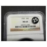 1957 Franklin Silver Half Dollar  NGC MS64 -  NGC Price Guide Value for an MS64 is $42.50