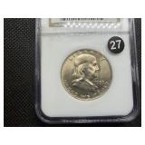 1959-D Franklin Silver Half Dollar  NGC MS65 -  NGC Price Guide Value for an MS65 is $85
