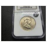 1959-D Franklin Silver Half Dollar  NGC MS65 -  NGC Price Guide Value for an MS65 is $85