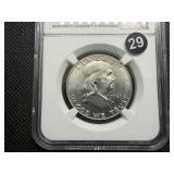 1961 Franklin Silver Half Dollar  NGC MS64 -  NGC Price Guide Value for an MS64 is $42.50