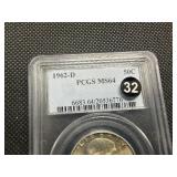 1962-D Franklin Silver Half Dollar  PCGS MS64 - PCGS Price Guide Value for an MS64 is $46