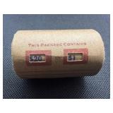 Unopened 20 coin roll of Morgan silver dollars with an 1893 at one end and a CC at the other end