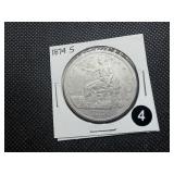 Rare 1874-S Trade Dollar - Greysheet Wholesale Value for an XF40 is $350
