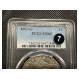 1885-O Silver Morgan Dollar - PCGS MS65 - PCGS Price Guide Value for an MS65 is $185