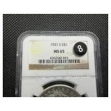 1921-S Silver Morgan Dollar - NGC MS65 - NGC Price Guide Value for an MS65 is $875