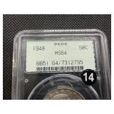 1948 Franklin Silver Half Dollar  PCGS MS64  Old Green Holder - PCGS Price Guide Value for an MS64 is $50
