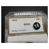 1952 Franklin Silver Half Dollar  PCI MS65 - Greysheet Wholesale Value for An MS65 is $40.56