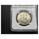 1952-D Franklin Silver Half Dollar  NGC MS64 -  NGC Price Guide Value for an MS64 is $50