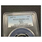 2007-S Silver Idaho Washington Quarter PCGS PR69DCAM - PCGS Price Guide Value for a PR69DCAM is $25
