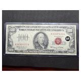 1966 Red Seal $100 United States Note AA Block Serial No. A00387833A -  Very Good Condition - Compare at $225.00