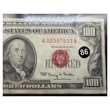 1966 Red Seal $100 United States Note AA Block Serial No. A00387833A -  Very Good Condition - Compare at $225.00