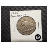 1935 Connecticut Commemorative Silver Half Dollar - Greysheet Wholesale Price for an XF40 is $174