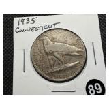 1935 Connecticut Commemorative Silver Half Dollar - Greysheet Wholesale Price for an XF40 is $174