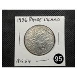 1936 Rhode Island Commemorative Silver Half Dollar Marked MS64 When Purchased - Greysheet Wholesale Price for an MS64 is $130