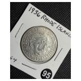1936 Rhode Island Commemorative Silver Half Dollar Marked MS64 When Purchased - Greysheet Wholesale Price for an MS64 is $130