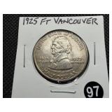 1925 Vancouver Commemorative Silver Half Dollar - Greysheet Wholesale Price for an XF40 is $210