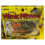 50 pkg MIMIC MINNOW TAILS - green / orange / tiger stripe