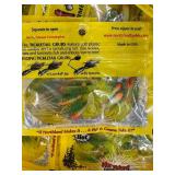 50 pkg TICKLETAIL GRUBS - green / orange / tiger stripe