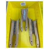 6 WIRE BRUSHES - Wood handle w/ scraper