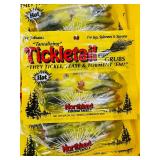 Retail Fishing Lot - 50 pkgs  TICKLE TAIL GRUBS - watermelon / chartreuse
