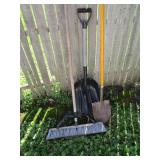 Yard Tools: Spade, Shovel, Broom