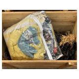 VTG Wooden Storage Crate With Contents 3 Ft X 19 in
