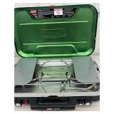 Unused Portable Camping Stove - Coleman Propane Instastart Electronic Ignition With Bag & 2 Cylinders