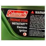 Unused Portable Camping Stove - Coleman Propane Instastart Electronic Ignition With Bag & 2 Cylinders