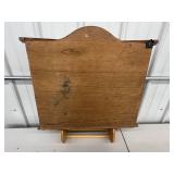 Wall Cabinet - Oak Curio Cabinet 23" W With Paper Towel Holder & Box of Misc Garage Items