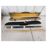 2 Pool Cue Sticks in Cases - Includes 1 Crest Cue Set in Case